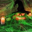 Kép 2/4 - Halloweeni pókháló és pók - zöld