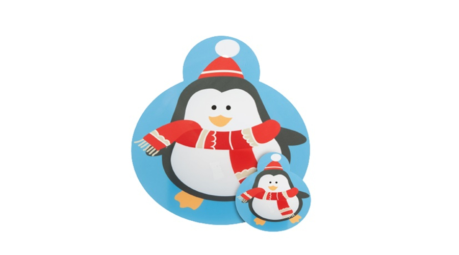 Karácsonyi tányér és pohár alátét pingvin 8db-os