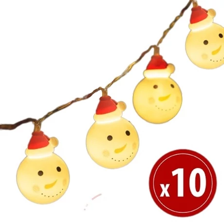 Karácsonyi LED fényfüzér - hóember - 10 LED  