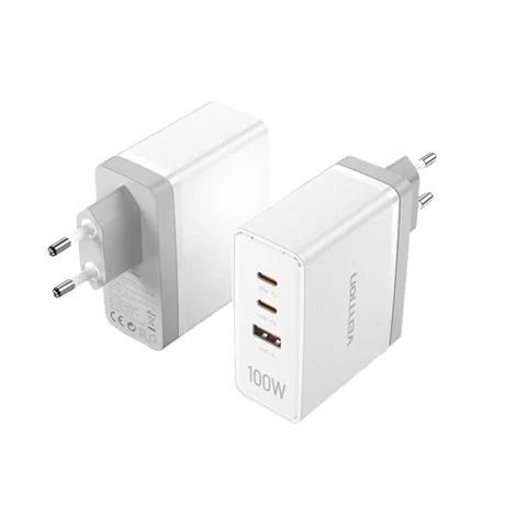 Telefon töltő adapter 3 portos Vention - fehér