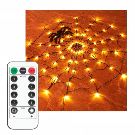 Halloweeni pókháló fényfüggöny pókkal - 60 db LED 