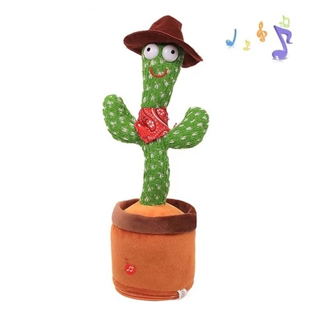 Interaktív beszélő, hangutánzó és táncoló kaktusz - cowboy